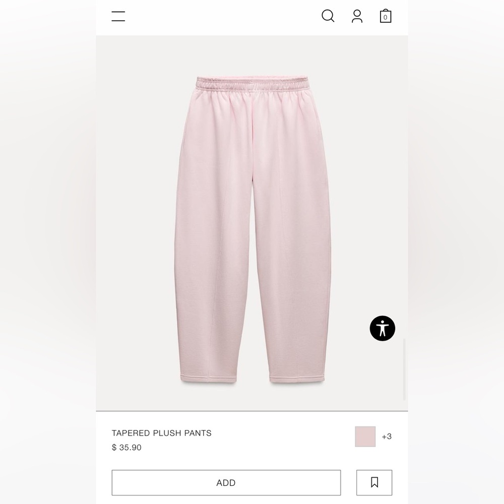 NWT Zara Tapered Plush Pants